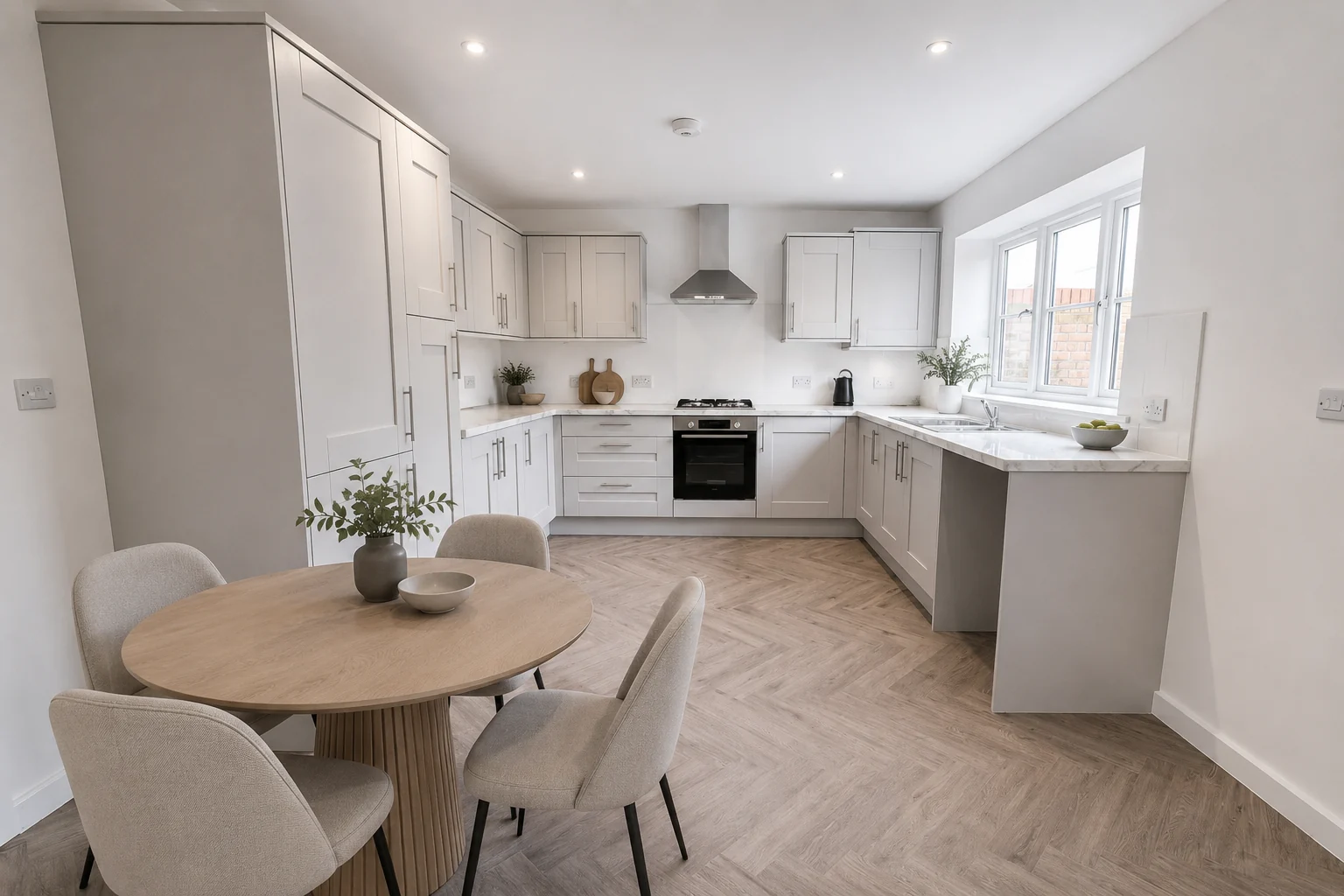 Modern kitchen and dining area photographed by Whoopa